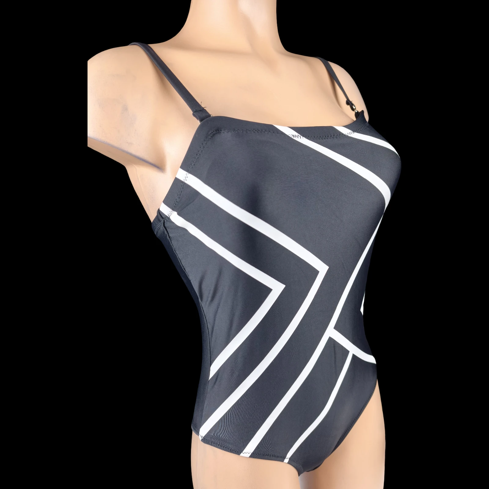 Bañador de 1 pieza negro con un aspecto gráfico atemporal – Nuevo Talla S 36/38 – photo 6